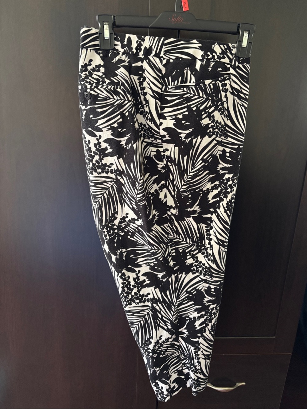 Lane Bryant Black and White Tropical Print Cropped Pants